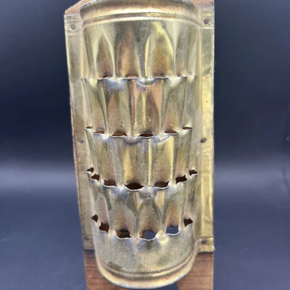 Vintage Greek Cheese Grater Primitive Hand Punched Wooden Kitchen Decor